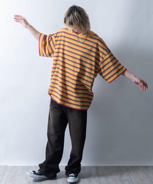 セール】multi border short sleeve T-shirt/マルチボーダー