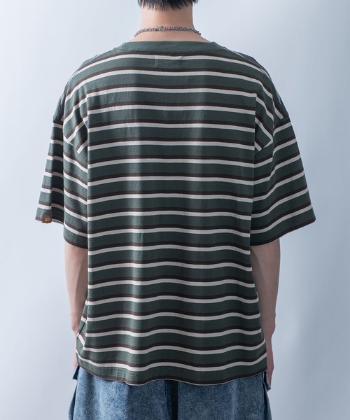 セール】multi border short sleeve T-shirt/マルチボーダー
