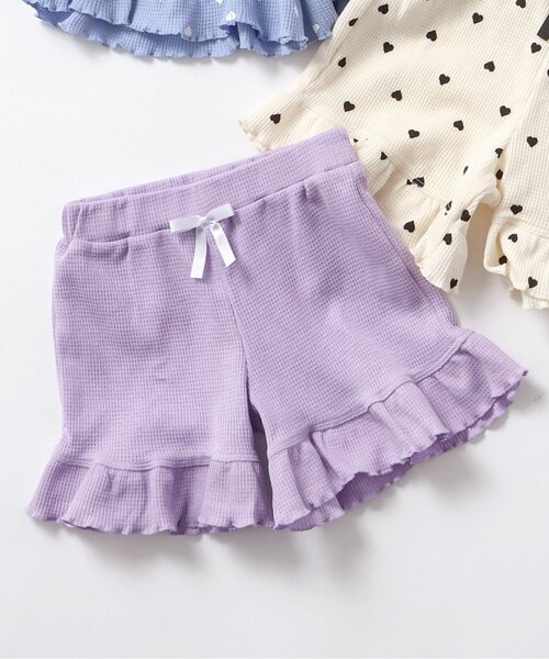 apres les cours（アプレレクール）の「【WEB限定/ジュニア対応】ワッフルショートパンツ（その他パンツ・キッズ・サックスブルー/アイボリー/ブラック/ラベンダー・100/90/80/140/130/120/110）」の4枚目の写真