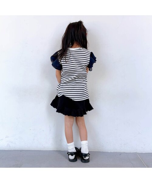 apres les cours（アプレレクール）の「【WEB限定/ジュニア対応】ワッフルショートパンツ（その他パンツ・キッズ・サックスブルー/アイボリー/ブラック/ラベンダー・100/90/80/140/130/120/110）」の6枚目の写真