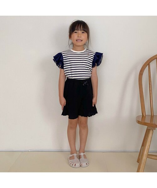 apres les cours（アプレレクール）の「【WEB限定/ジュニア対応】ワッフルショートパンツ（その他パンツ・キッズ・サックスブルー/アイボリー/ブラック/ラベンダー・100/90/80/140/130/120/110）」の7枚目の写真