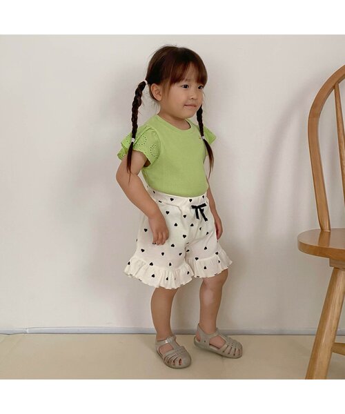 apres les cours（アプレレクール）の「【WEB限定/ジュニア対応】ワッフルショートパンツ（その他パンツ・キッズ・サックスブルー/アイボリー/ブラック/ラベンダー・100/90/80/140/130/120/110）」の10枚目の写真