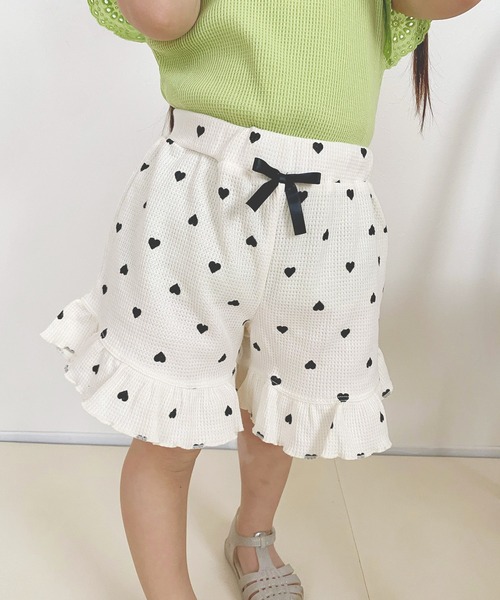 apres les cours（アプレレクール）の「【WEB限定/ジュニア対応】ワッフルショートパンツ（その他パンツ・キッズ・サックスブルー/アイボリー/ブラック/ラベンダー・100/90/80/140/130/120/110）」の2枚目の写真