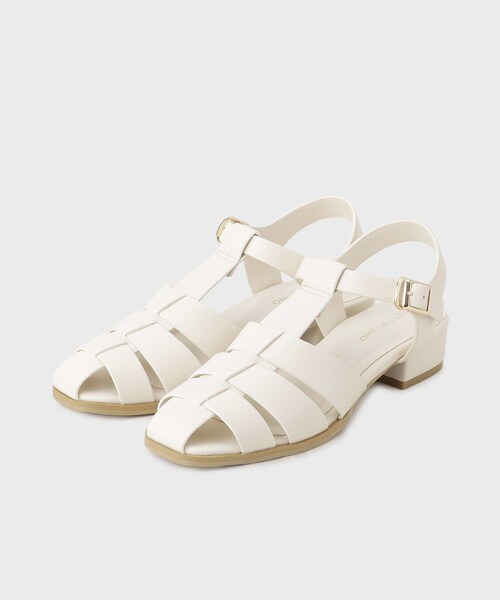 OPAQUE.CLIP（オペークドットクリップ）の「スクエアトゥグルカサンダル（サンダル・レディース・アイボリー/ブラック・03/02）」の2枚目の写真