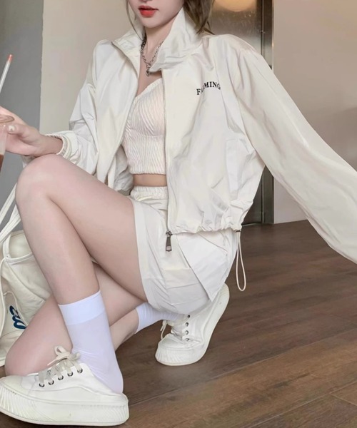 gossip！ロサンゼルス（ゴシップロサンゼルス）の「スタンドネック ジップアップアウター（その他アウター・レディース・ピンク/オフホワイト・S/M）」の9枚目の写真