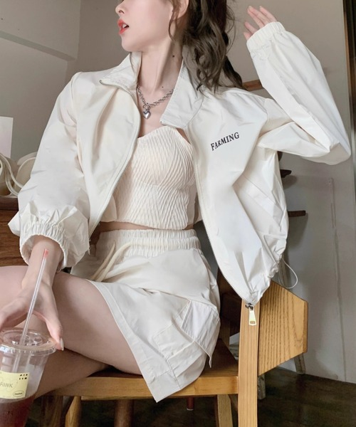 gossip！ロサンゼルス（ゴシップロサンゼルス）の「スタンドネック ジップアップアウター（その他アウター・レディース・ピンク/オフホワイト・S/M）」の7枚目の写真