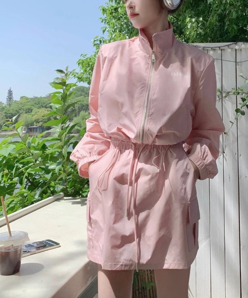 gossip！ロサンゼルス（ゴシップロサンゼルス）の「スタンドネック ジップアップアウター（その他アウター・レディース・ピンク/オフホワイト・S/M）」の3枚目の写真
