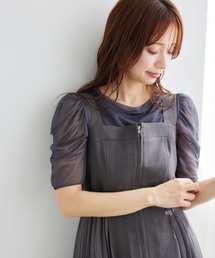 mysty woman | ［追加1］ラメシアーギャザースリーブプルオーバー　453391(Tシャツ/カットソー)