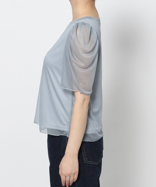 mysty woman（ミスティウーマン）の「［追加1］ラメシアーギャザースリーブプルオーバー　453391（Tシャツ/カットソー・レディース・ブラック/オフホワイト/ライトブルー/チャコールグレー・FREE）」の21枚目の写真