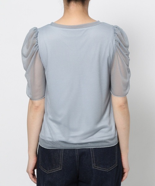 mysty woman（ミスティウーマン）の「［追加1］ラメシアーギャザースリーブプルオーバー　453391（Tシャツ/カットソー・レディース・ブラック/オフホワイト/ライトブルー/チャコールグレー・FREE）」の20枚目の写真