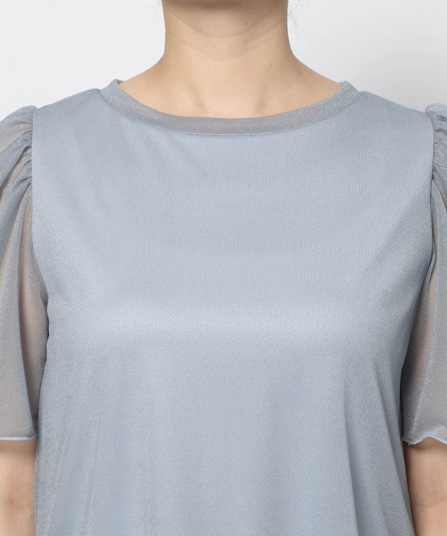 mysty woman（ミスティウーマン）の「［追加1］ラメシアーギャザースリーブプルオーバー　453391（Tシャツ/カットソー・レディース・ブラック/オフホワイト/ライトブルー/チャコールグレー・FREE）」の19枚目の写真