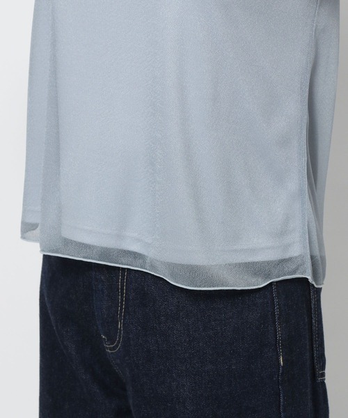 mysty woman（ミスティウーマン）の「［追加1］ラメシアーギャザースリーブプルオーバー　453391（Tシャツ/カットソー・レディース・ブラック/オフホワイト/ライトブルー/チャコールグレー・FREE）」の17枚目の写真