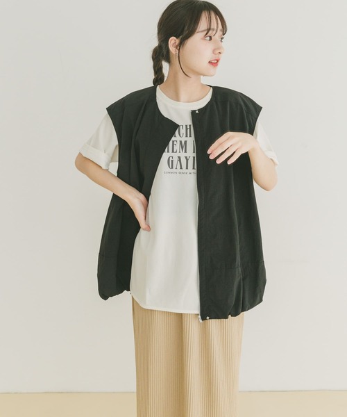 ITEMS URBANRESEARCH（アイテムズ アーバンリサーチ）の「カットジョーゼットロゴTシャツ（Tシャツ/カットソー・レディース・チャコールグレー/ブルー/オフホワイト・FREE）」の9枚目の写真