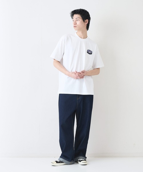 ragged mountain(ラギットマウンテン)の「【RAGGED MOUNTAIN:ラギットマウンテン】ワンポイントロゴTシャツ 半袖 オーバーサイズ(Tシャツ/カットソー・メンズ・ホワイト/ブラック/グレイッシュブルー/パープル/ベージュ・LARGE/X-LARGE/MEDIUM)」の7枚目の写真