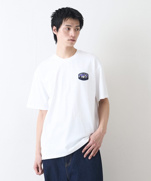 ragged mountain(ラギットマウンテン)の「【RAGGED MOUNTAIN:ラギットマウンテン】ワンポイントロゴTシャツ 半袖 オーバーサイズ(Tシャツ/カットソー・メンズ・ホワイト/ブラック/グレイッシュブルー/パープル/ベージュ・LARGE/X-LARGE/MEDIUM)」の8枚目の写真