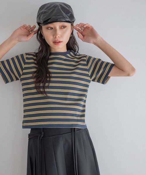 JEANASIS（ジーナシス）の「レトロボーダーチビTEE/414166（Tシャツ/カットソー・レディース・レッド系その他/ネイビー系・FREE）」の6枚目の写真