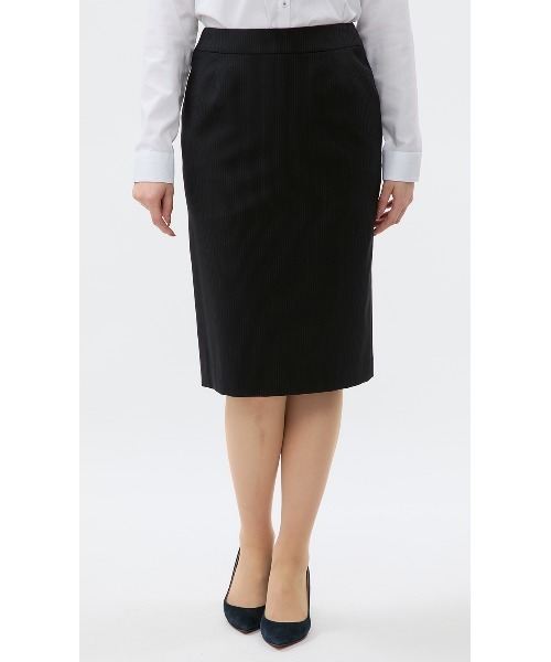 AOYAMA（アオヤマ）の「【洗える・防シワ・ストレッチ】美しく見せる！ベーシックタイトスカート/ネイビー/ストライプ｜通勤＆オフィス＆入卒＆セレモニー＆オケージョン｜セットアップ着用可・大きいサイズあり｜（スーツスカート・レディース・ネイビー・11号/9号/13号/7号/15号/5号/17号）」の7枚目の写真