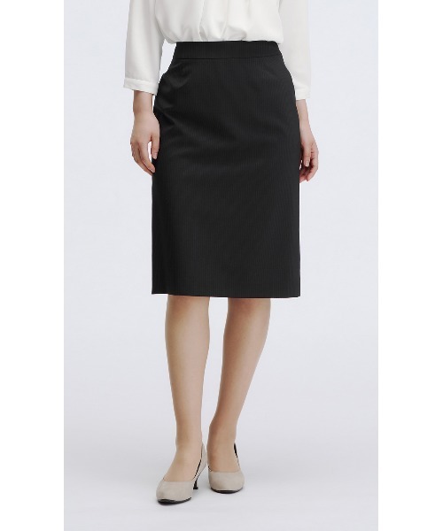 AOYAMA（アオヤマ）の「【洗える・防シワ・ストレッチ】美しく見せる！ベーシックタイトスカート/ネイビー/ストライプ｜通勤＆オフィス＆入卒＆セレモニー＆オケージョン｜セットアップ着用可・大きいサイズあり｜（スーツスカート・レディース・ネイビー・11号/9号/13号/7号/15号/5号/17号）」の4枚目の写真