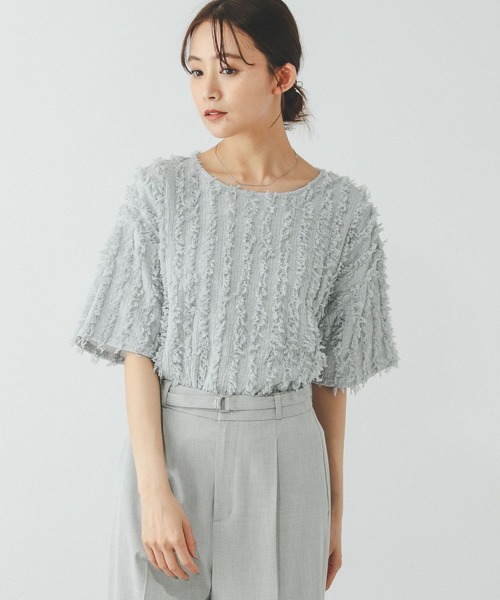 GLOBAL WORK（グローバルワーク）の「ジャガードフリンジプルオーバー/289888（Tシャツ/カットソー・レディース・サックスブルー/アイボリー/ブラック・MEDIUM/LARGE）」の14枚目の写真