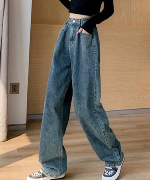 NANEA（ナネア）の「ウエストホックデニムパンツ（デニムパンツ・レディース・ネイビー/ブラック/ブルー・SMALL/MEDIUM/LARGE/X-LARGE）」の2枚目の写真