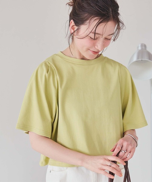 titivate(ティティベイト)の「クルーネックタックスリーブトップス(Tシャツ/カットソー・レディース・ブラック/杢グレー/オフホワイト/ベージュ/ライトグリーン/レッド・M/L)」の5枚目の写真