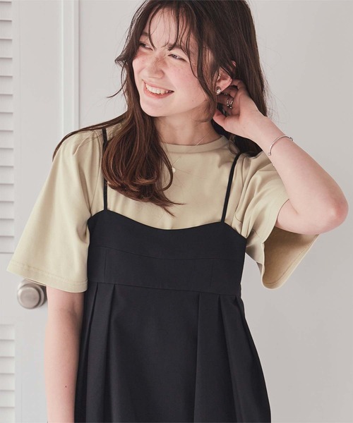 titivate(ティティベイト)の「クルーネックタックスリーブトップス(Tシャツ/カットソー・レディース・ブラック/杢グレー/オフホワイト/ベージュ/ライトグリーン/レッド・M/L)」の8枚目の写真