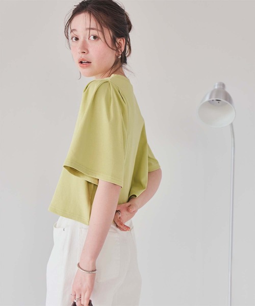 titivate(ティティベイト)の「クルーネックタックスリーブトップス(Tシャツ/カットソー・レディース・ブラック/杢グレー/オフホワイト/ベージュ/ライトグリーン/レッド・M/L)」の15枚目の写真