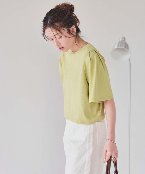 titivate(ティティベイト)の「クルーネックタックスリーブトップス(Tシャツ/カットソー・レディース・ブラック/杢グレー/オフホワイト/ベージュ/ライトグリーン/レッド・M/L)」の20枚目の写真