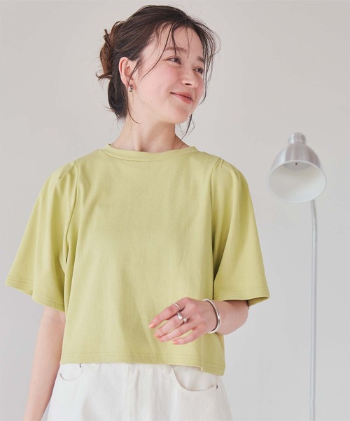 titivate(ティティベイト)の「クルーネックタックスリーブトップス(Tシャツ/カットソー・レディース・ブラック/杢グレー/オフホワイト/ベージュ/ライトグリーン/レッド・M/L)」の18枚目の写真
