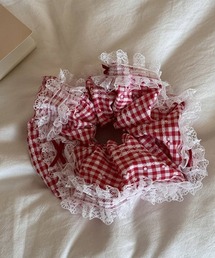 チェック」に該当するレディースのシュシュ（レッド/赤色系