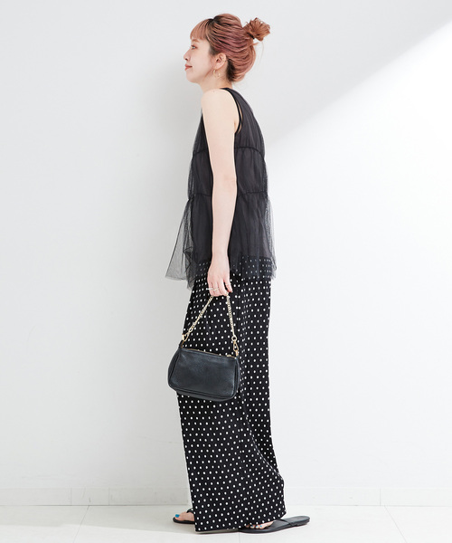 B.C STOCK(ベーセーストック)の「《2点セット》ウォッシャブル / 手洗い可 / チュールトップス+タンクセット(タンクトップ・レディース・ブラック/イエロー/ブルー・FREE)」の5枚目の写真