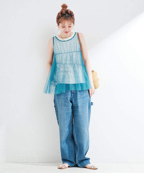 B.C STOCK(ベーセーストック)の「《2点セット》ウォッシャブル / 手洗い可 / チュールトップス+タンクセット(タンクトップ・レディース・ブラック/イエロー/ブルー・FREE)」の11枚目の写真