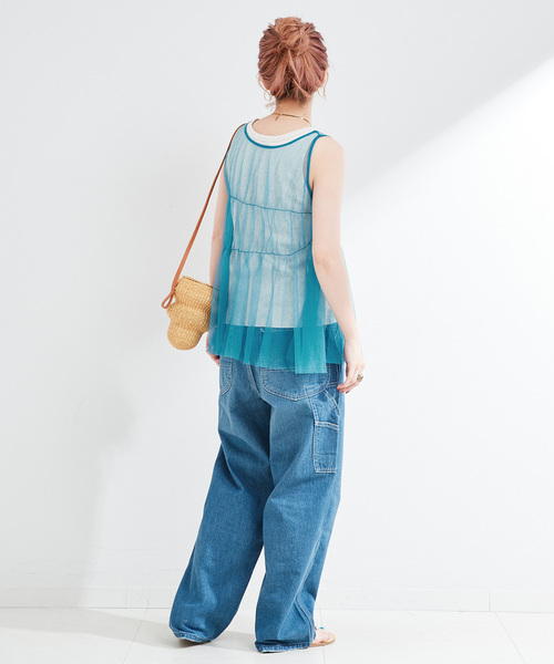 B.C STOCK(ベーセーストック)の「《2点セット》ウォッシャブル / 手洗い可 / チュールトップス+タンクセット(タンクトップ・レディース・ブラック/イエロー/ブルー・FREE)」の14枚目の写真