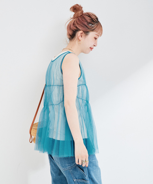 B.C STOCK(ベーセーストック)の「《2点セット》ウォッシャブル / 手洗い可 / チュールトップス+タンクセット(タンクトップ・レディース・ブラック/イエロー/ブルー・FREE)」の18枚目の写真