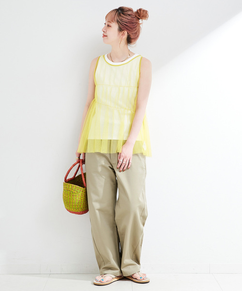 B.C STOCK(ベーセーストック)の「《2点セット》ウォッシャブル / 手洗い可 / チュールトップス+タンクセット(タンクトップ・レディース・ブラック/イエロー/ブルー・FREE)」の20枚目の写真