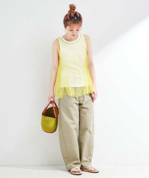 B.C STOCK(ベーセーストック)の「《2点セット》ウォッシャブル / 手洗い可 / チュールトップス+タンクセット(タンクトップ・レディース・ブラック/イエロー/ブルー・FREE)」の21枚目の写真