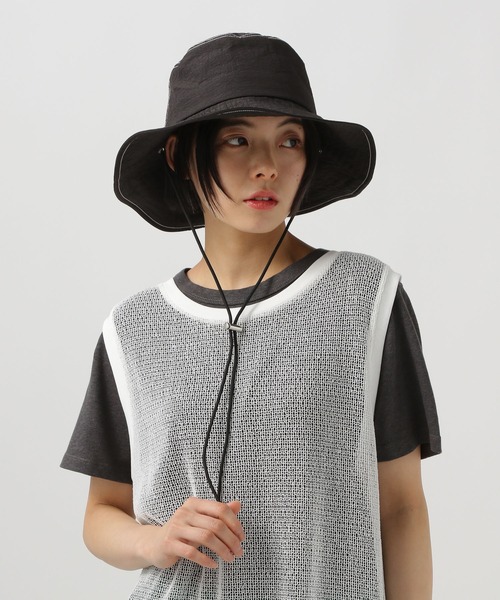 BAYFLOW（ベイフロー）の「[ワイヤー入りのツバ仕様]撥水加工付きステッチサファリハット（ハット・レディース・チャコール/ブラック・FREE）」の15枚目の写真