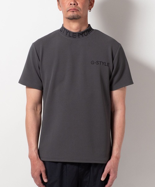 セール】(SA) ドライ モックネック ロゴ 半袖 Tシャツ（Tシャツ