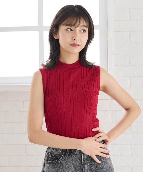 REDYAZEL(レディアゼル)の「ランダムリブニット(キャミソール・レディース・ブラック/ミント/ホワイト/レッド・FREE)」の4枚目の写真