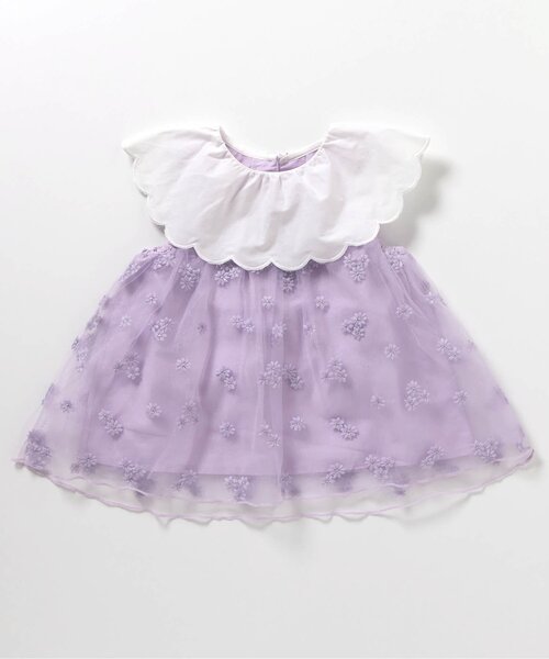 apres les cours（アプレレクール）の「【ジュニア対応】スカラップ衿チュール刺繍チュニック（チュニック・キッズ・ラベンダー/アイボリー・80/90/100/110/120/130/140）」の2枚目の写真