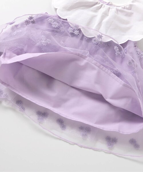 apres les cours（アプレレクール）の「【ジュニア対応】スカラップ衿チュール刺繍チュニック（チュニック・キッズ・ラベンダー/アイボリー・80/90/100/110/120/130/140）」の6枚目の写真