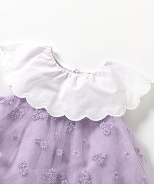 apres les cours（アプレレクール）の「【ジュニア対応】スカラップ衿チュール刺繍チュニック（チュニック・キッズ・ラベンダー/アイボリー・80/90/100/110/120/130/140）」の10枚目の写真