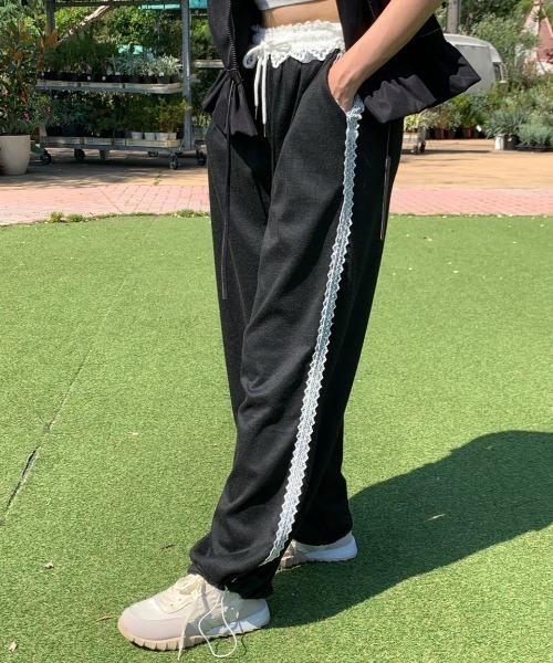 Teem Store(チームストア)の「サイドレースライン ドロストスウェットパンツ(スウェットパンツ・レディース・ブラック/グレー/ホワイト・S/M)」の10枚目の写真
