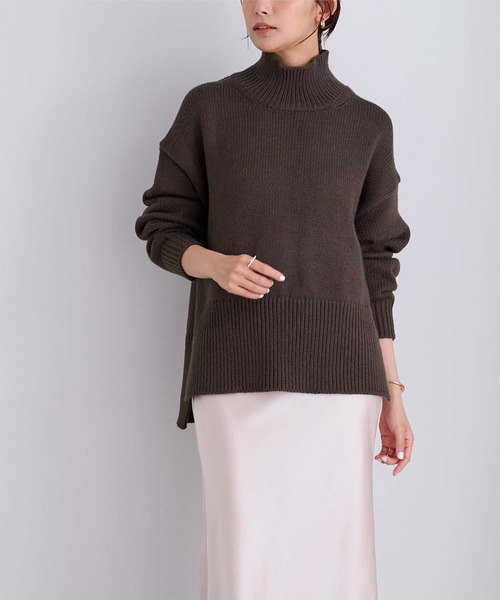 UR'S(ユアーズ)の「ハイネックサイドスリットオーバーサイズニット(ニット/セーター・レディース・アイボリー/ブラック/ライトグレー/ダークブラウン/グレー系その他/レッド・S/L/M)」の19枚目の写真