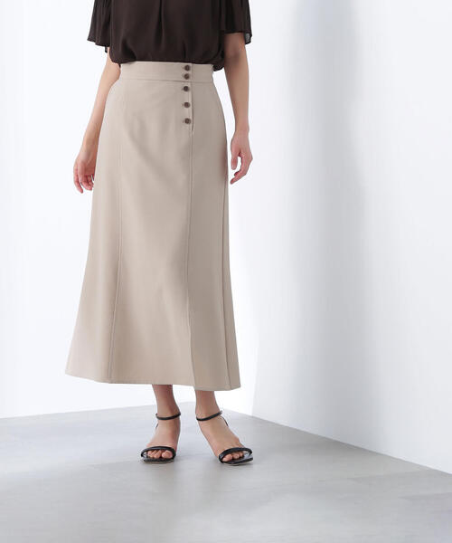 NATURAL BEAUTY BASIC（ナチュラルビューティーベーシック）の「◇サイドボタンリネンライクスカート（スカート・レディース・ワイン/ベージュ・MEDIUM/P/S）」の8枚目の写真