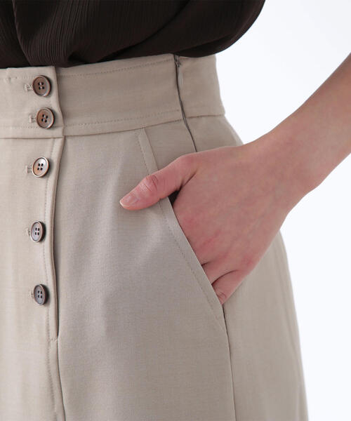 NATURAL BEAUTY BASIC（ナチュラルビューティーベーシック）の「◇サイドボタンリネンライクスカート（スカート・レディース・ワイン/ベージュ・MEDIUM/P/S）」の15枚目の写真