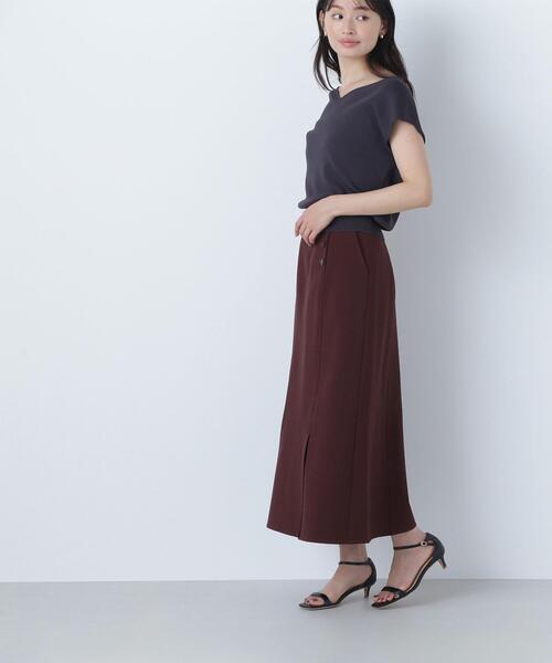 NATURAL BEAUTY BASIC(ナチュラルビューティーベーシック)の「◇サイドボタンリネンライクスカート(スカート・レディース・ワイン/ベージュ・MEDIUM/P/S)」の16枚目の写真