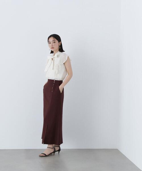 NATURAL BEAUTY BASIC(ナチュラルビューティーベーシック)の「◇サイドボタンリネンライクスカート(スカート・レディース・ワイン/ベージュ・MEDIUM/P/S)」の22枚目の写真