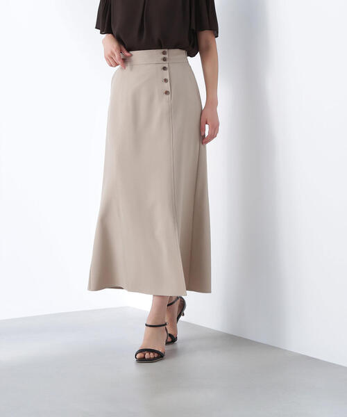 NATURAL BEAUTY BASIC（ナチュラルビューティーベーシック）の「◇サイドボタンリネンライクスカート（スカート・レディース・ワイン/ベージュ・MEDIUM/P/S）」の2枚目の写真