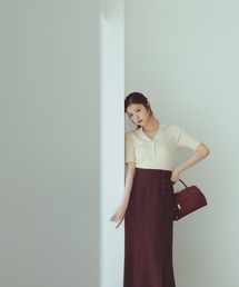 ◇サイドボタンリネンライクスカート